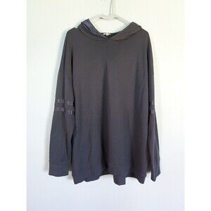 PJ Harlow Destiny Gray Satin Stripe Arm Pullover Hoodie Sz Large Lounge